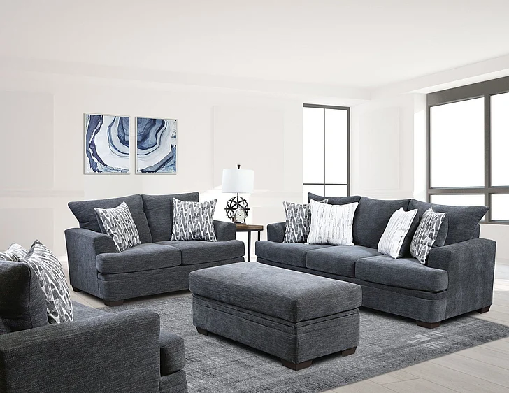 Peak Living 3650 Sofa Living Room Set in Aden #15 Grey CUSTOM ITEM
