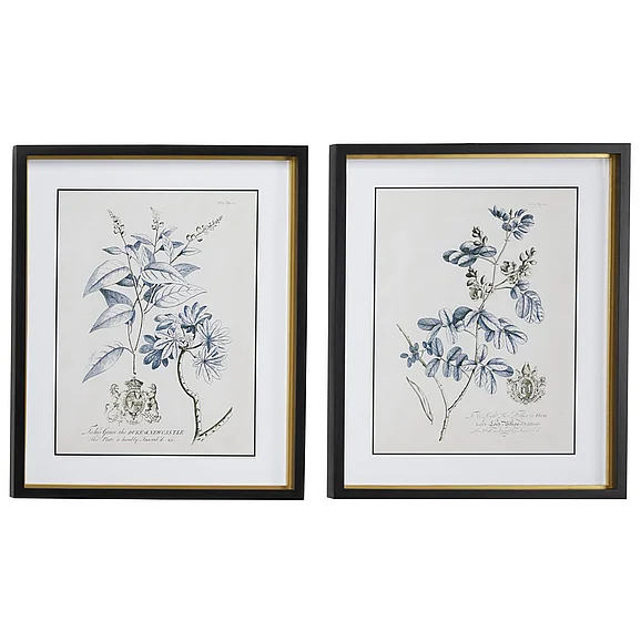 UMA Black Wood Leaf Home Wall Decor with Black Frame, Set of 2 20W, 24H | 36571