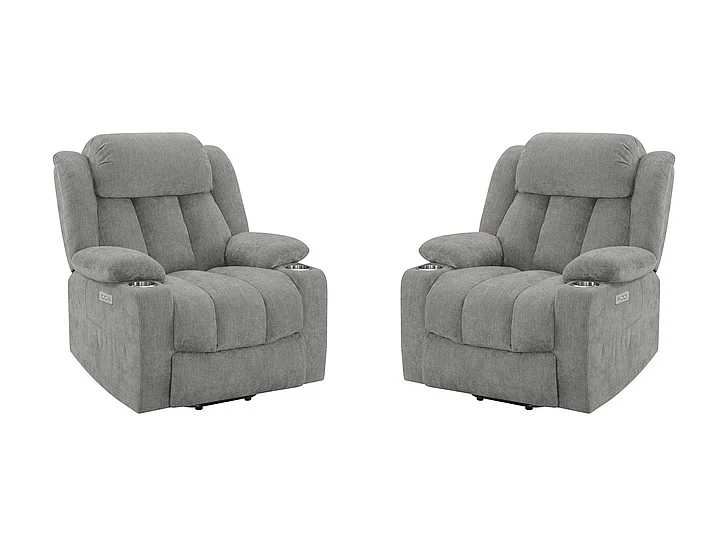 Coaster Houston Upholstered Power Lift Recliner Grey 602284P (Set of 2)