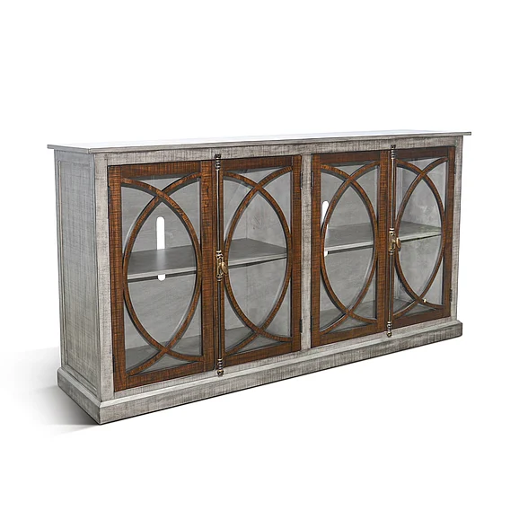 Sunny Designs Homestead Hills Media Console in Tobacco Leaf/Alpine Grey 3663TA-78