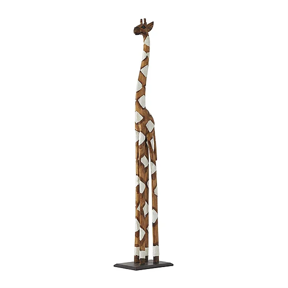 UMA Brown Wood Giraffe Decorative Sculpture, 11" x 6" x 47" | 36679