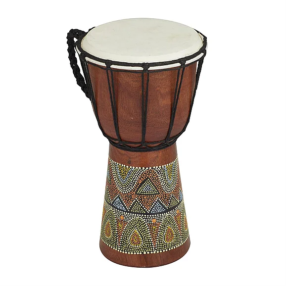 UMA Wood Drum Handmade Djembe Decorative Sculpture with Rope Accents in Brown 36684