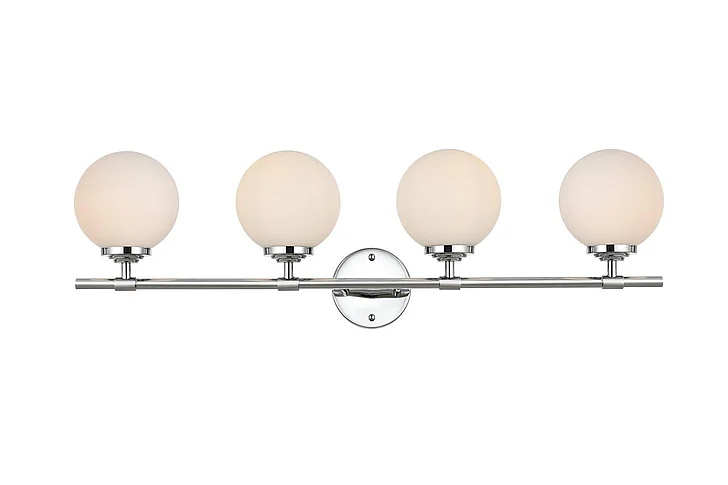 Elegant Ansley 4 Light Chrome and Frosted White Bath Sconce LD7301W33CH CLOSEOUT