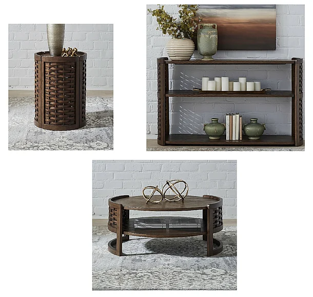 Liberty Furniture Warren Park 4pc Round Occasional Table Set in Coffee Brown