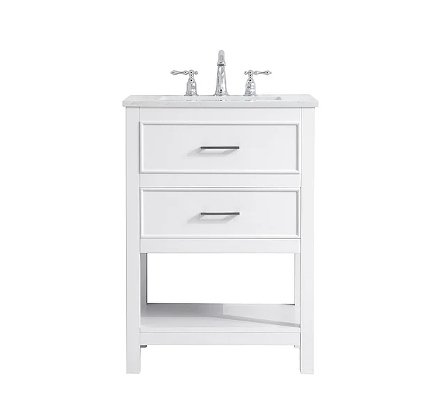 Elegant 24 In. Single Bathroom Vanity in White VF19024WH