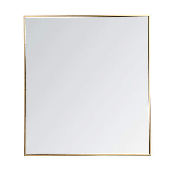Elegant Metal Frame Rectangle Mirror 36 In. in Brass MR43640BR