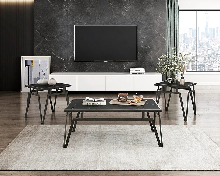 Homelegance Gaffney 3-Piece Pack Occasional Set in Black 3709-31