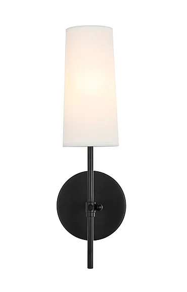 Elegant Mel 1 Light Black and White Shade Wall Sconce LD6004W5BK