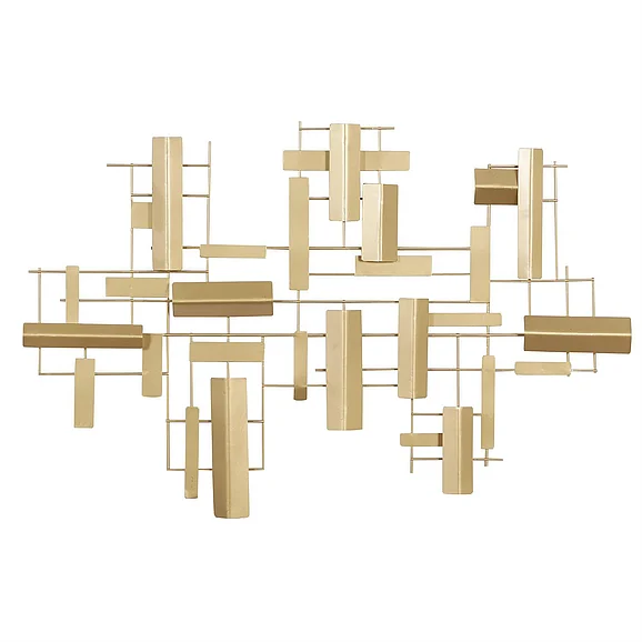 UMA CosmoLiving by Cosmopolitan Gold Metal Geometric 3D Stripe Home Wall Decor, 36 x 1 x 23 | 37317