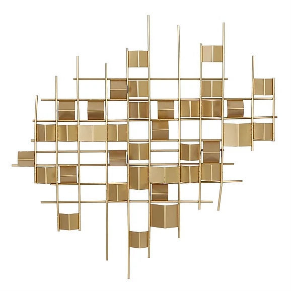 UMA CosmoLiving by Cosmopolitan Gold Metal Geometric 3D Folded Stripes Home Wall Decor, 32 x 2 x 32 | 37319