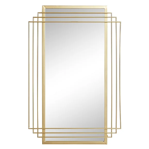 UMA CosmoLiving by Cosmopolitan Gold Metal Geometric Room Wall Mirror, 24" x 2" x 36" | 37325