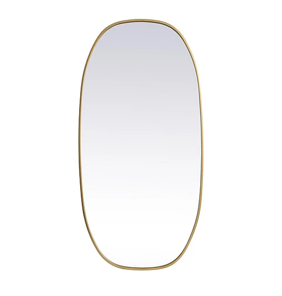 Elegant Metal Frame Oval Mirror 24X48 In. in Brass MR2B2448BRS