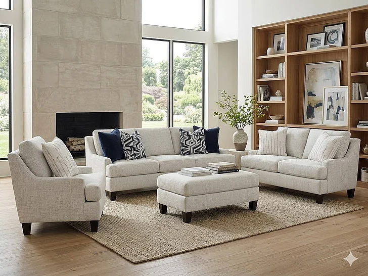 Stone & Leigh Ellie 3pc Living Room Set in Cream CUSTOM ITEM