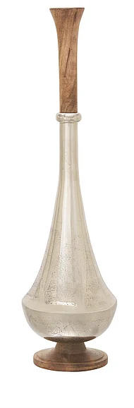 UMA Silver Aluminum Metal Vase, 8" x 8" x 24" | 37583 CLOSEOUT