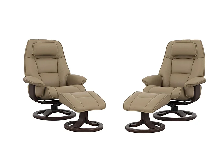 Fjords Admiral R Small Recliner with Footstool - Manual in in Latte/Espresso 360501-229-007 (Set of 2) CUSTOM ITEM