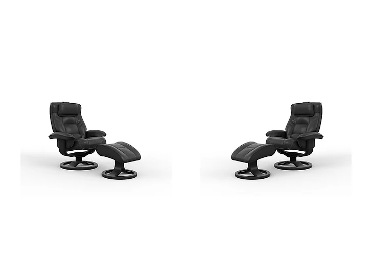 Fjords Mustang R Small Recliner with Footstool - Manual in NL Black 910502-101-004 (Set of 2) CUSTOM ITEM