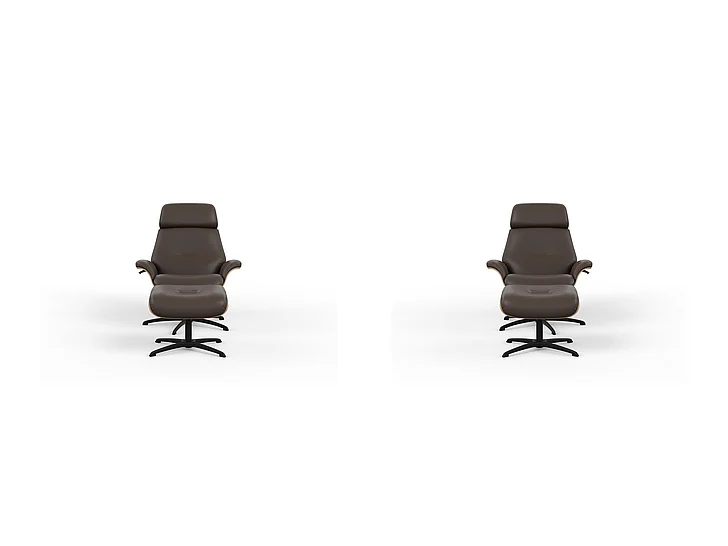 Fjords Falcon Recliner with Footstool - Manual in AL Brown/Natural/Black 984005-14-553 (Set of 2) CUSTOM ITEM