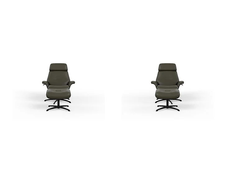 Fjords Falcon Recliner with Footstool - Manual in AL Martini Olive/Charcoal/Black 984005-15-555 (Set of 2) CUSTOM ITEM