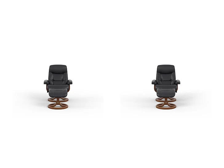 Fjords Muldal R Large Recliner with Footstool - Manual in NL Navy/Walnut 896501-192-010 (Set of 2) CUSTOM ITEM