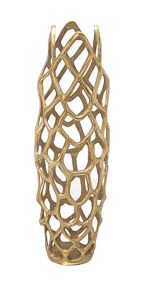 UMA Gold Aluminum Metal Cutout Coral Decorative Vase, 8" x 8" x 27" | 37661