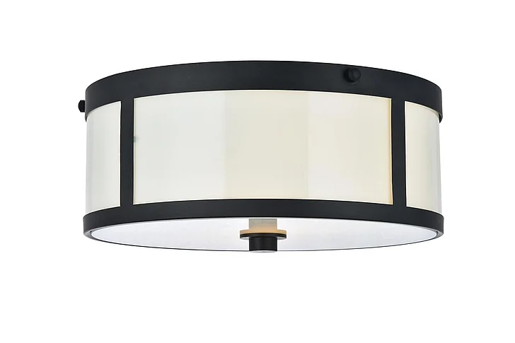 Elegant Hadrian 2 Light 12 In. Flat Black Flush Mount LD6019