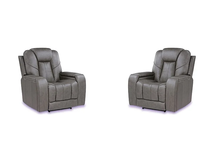 Steve Silver Daniel Triple Power Leather Theater Recliner in Mossy-Gray DAE800C (Set of 2)