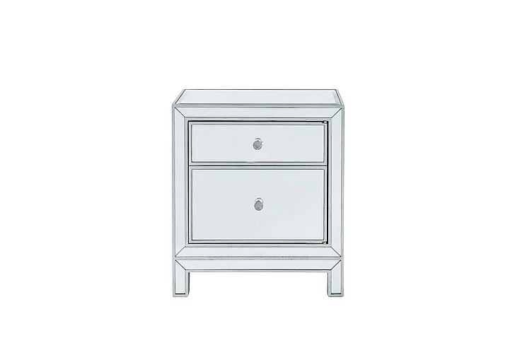 Elegant Nightstand 1 Door 21In. W x 14In. D x 24In. H in Antique Silver Paint MF72016