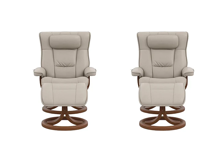 Fjords Regent R Large Recliner with Footstool - Manual in AL Ivory/Walnut 116502-546-010 (Set of 2) CUSTOM ITEM