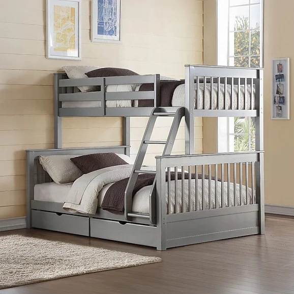 ACME Haley II Twin/Full Bunk Bed with Storage in Gray 37755