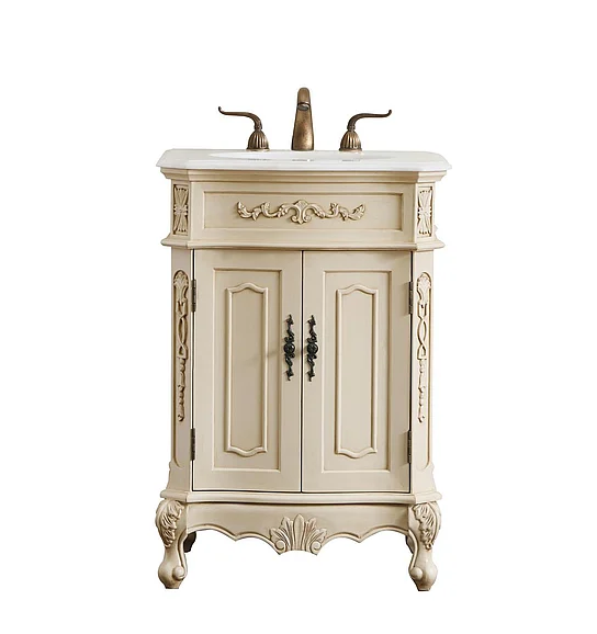 Elegant 24 In. Single Bathroom Vanity Set in Light Antique Beige VF10124LT