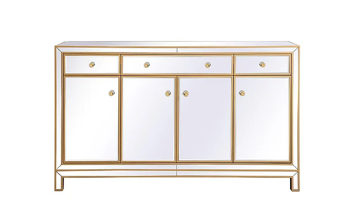 Elegant Reflexion 60 In. Mirrored Credenza in Gold MF72060G CLOSEOUT