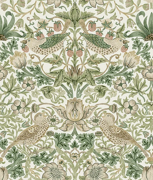 York WallPops Strawberry Thief Fennel Peel and Stick Wallpaper MCS6613