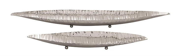 UMA Silver Stainless Steel Metal Decorative Bowl with Hammered Design, Set of 2 34, 23W | 38053 CLOSEOUT