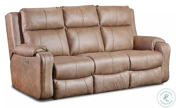 Southern Motion Contour Power Headrest Reclining Sofa with USB in Cocoa 381-61P 167-16