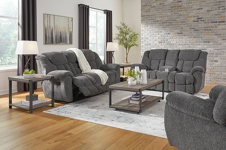 Foreside 2-Piece Reclining Living Room Set in Charcoal