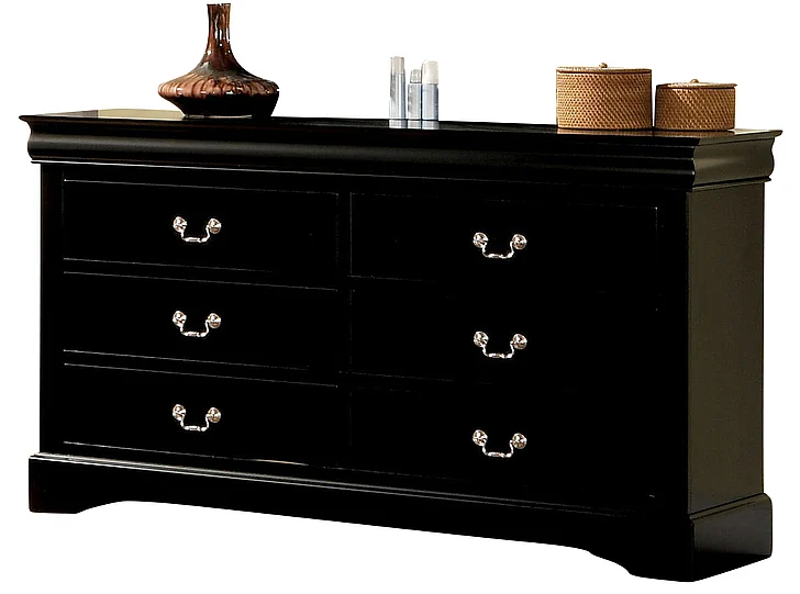Acme Louis Phillipe III 6-Drawer Dresser in Black 19505
