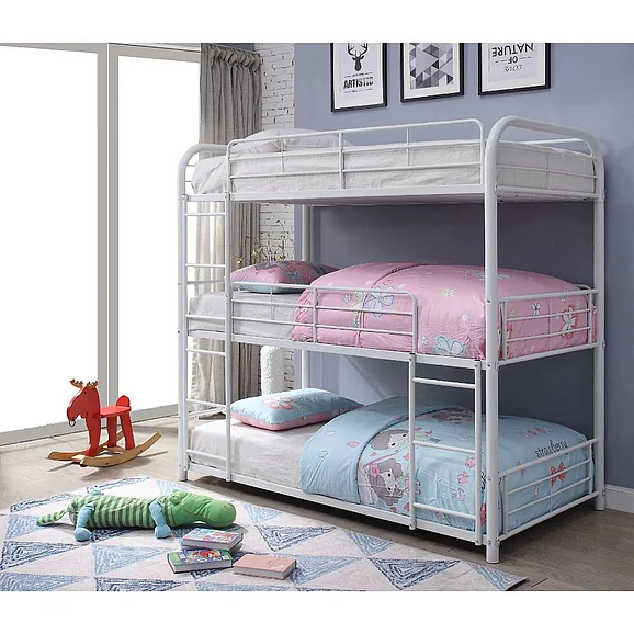 ACME Cairo Triple Twin Bunk Bed in White Finish 38110