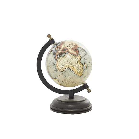UMA Cream Mango Wood Educational/Geographic Earth Globe, 6" x 5" x 8" | 38136