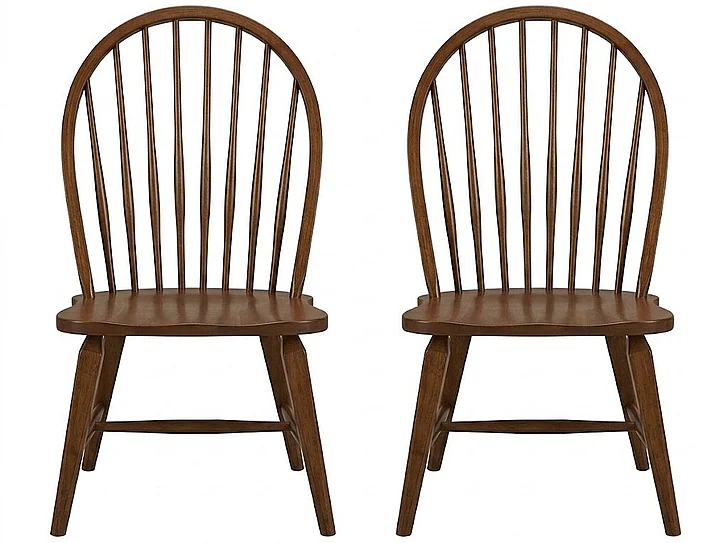 Liberty Furniture Hearthstone Windsor Back Side Chair in Rustic Oak (Set of 2) 382-C1000S