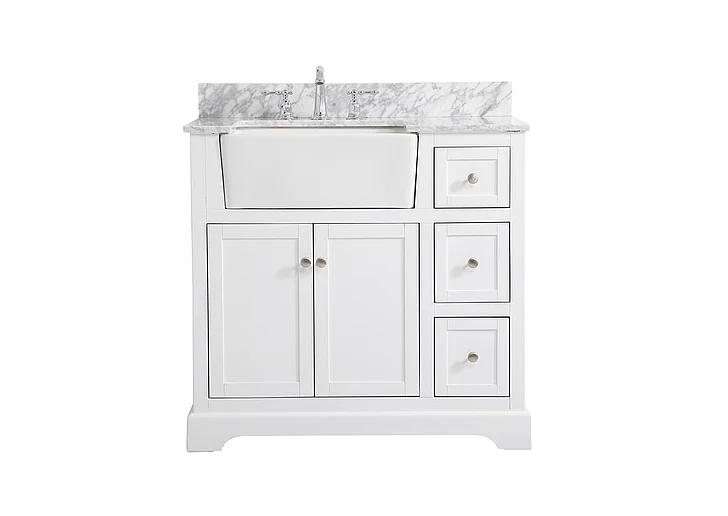 Elegant 36 In. Single Bathroom Vanity in White with Backsplash VF60236WH-BS