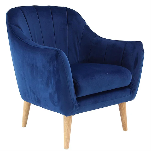 UMA Blue Polyester Tufted Living Room Accent Chair, 30" x 28" x 32" | 38372 CLOSEOUT