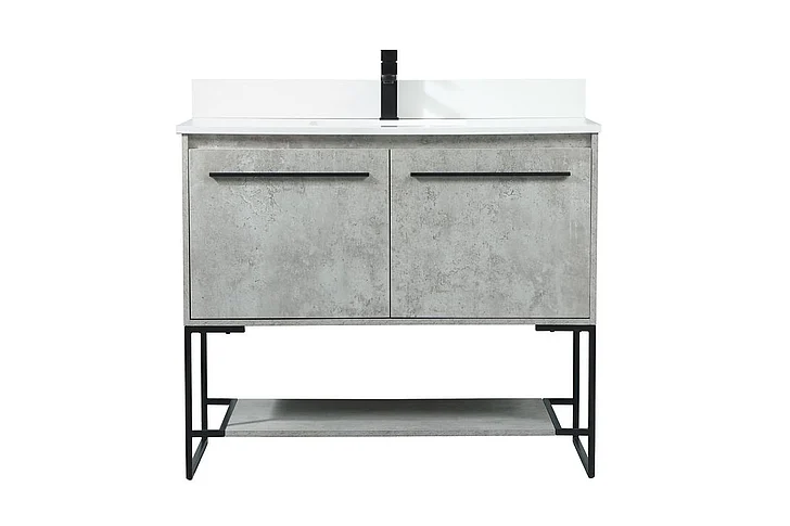 Elegant 40 In. Single Bathroom Vanity in Concrete Grey with Backsplash VF42540MCG-BS CLOSEOUT