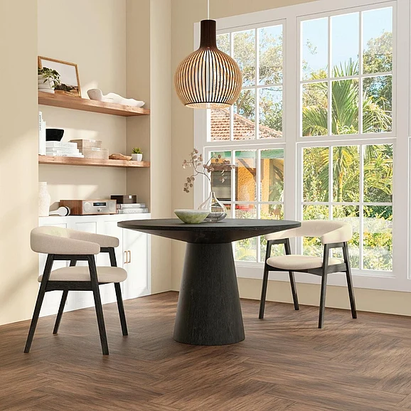 Alpine Furniture Cove 5-Piece 47" Round Dining Table Set in Vintage Black