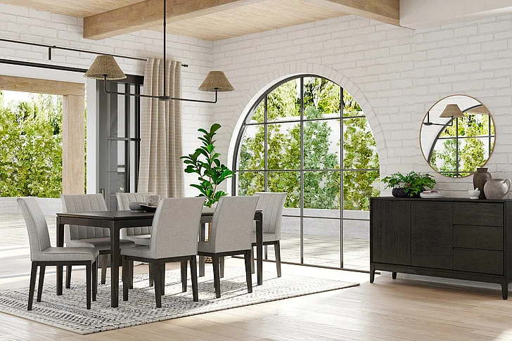 Alpine Furniture Cove 7-Piece 72" Rectangular Dining Table Set in Vintage Black