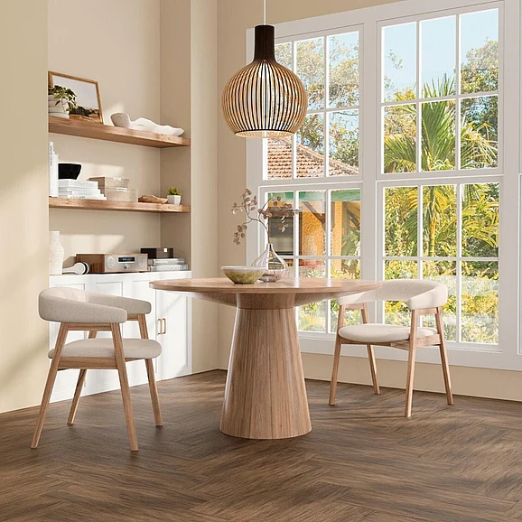 Alpine Furniture Cove 5-Piece 47" Round Dining Table Set in Natural
