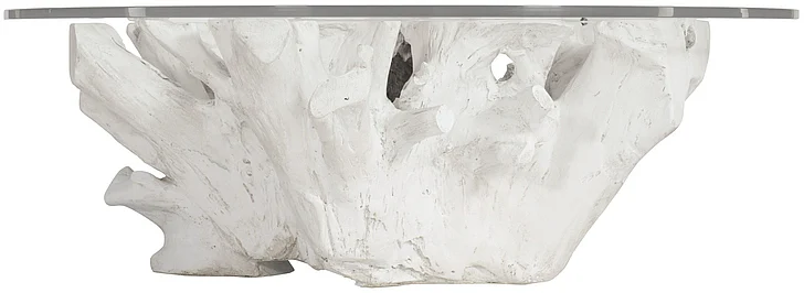 Bernhardt Interiors Silvius Round Cocktail Table in Clear/White 386017G-017