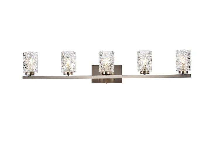 Elegant Cassie 5 Lights Bath Sconce in Satin Nickel with Clear Shade LD7029W41SN