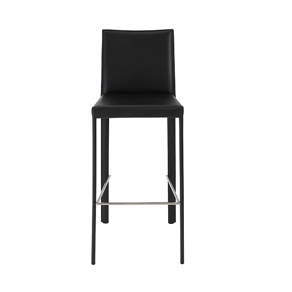 Euro Style Hasina Bar Stool in Black with Polished Stainless Steel Footrest (Set of 2) 38625BLK CLOSEOUT
