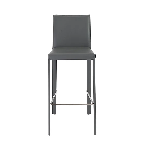 Euro Style Hasina Bar Stool in Gray with Polished Stainless Steel Footrest (Set of 2) 38625GRY CLOSEOUT
