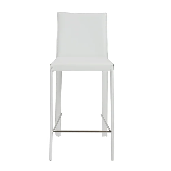 Euro Style Hasina Counter Stool in White with Polished Stainless Steel Footrest (Set of 2) 38626WHT CLOSEOUT